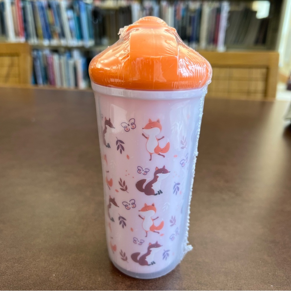 🦊🥤Insulated Cup w/ Flip‑Up Straw 🦊 Foxes Print
